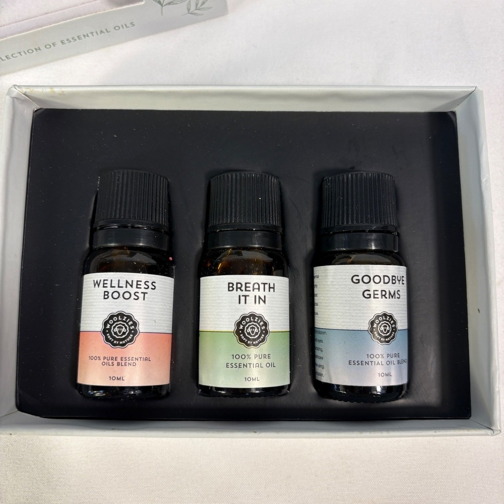 Woolzies Essential Oil Wellness Set Unisex 10ml Aromatherapy 3 Pack Blends New